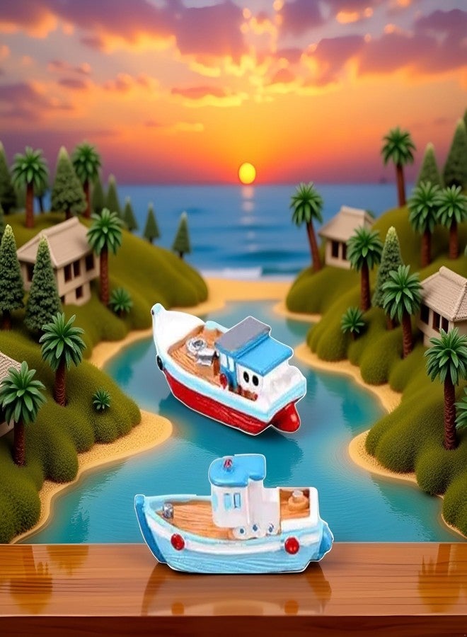 قارب صيد مصغر لبيت الدمى من وينتوين آب، قطعتان، نموذج يخت، ديكور متوسطي، تماثيل مكتبية من الراتنج، زينة، ديكور شاطئ المحيط، ديكور منظر طبيعي مصغر، إكسسوارات بيت الدمى، ديكورات - Image 4